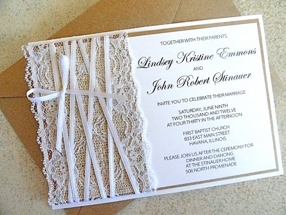 csipke+zsákvászon+meghívó Burlap and Lace Wedding Invitation