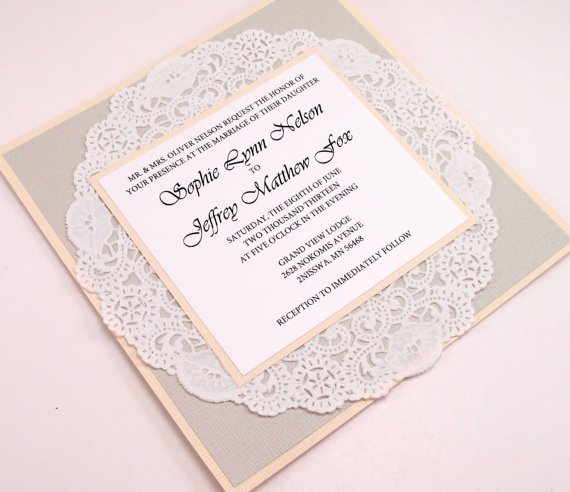 Vintage Lace Doily Wedding Invitation